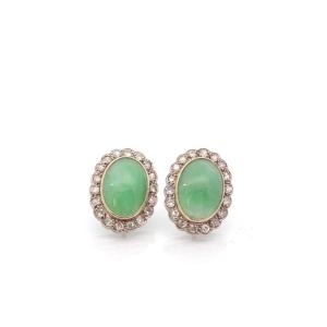 Art Deco Jade And Diamond Earrings