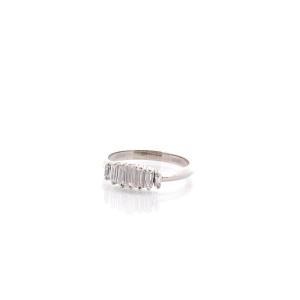 Baguette-cut Diamond Ring In Platinum