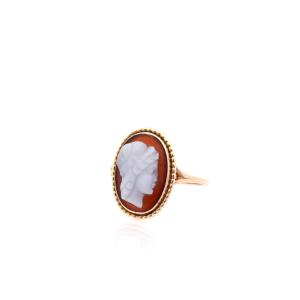 Antique Gold Agate Cameo Ring