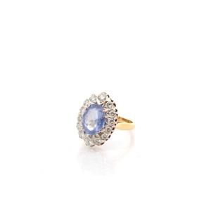 4.43cts Vintage Sapphire And Diamonds Ring