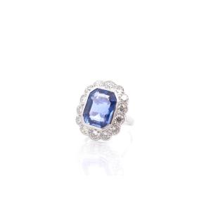 8.46 Cts Vintage Sapphire And Diamond Ring