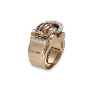 Ruby And Diamond Tank Ring