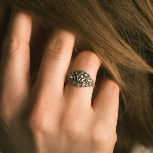 Art Deco Gold And Diamond Dome Ring