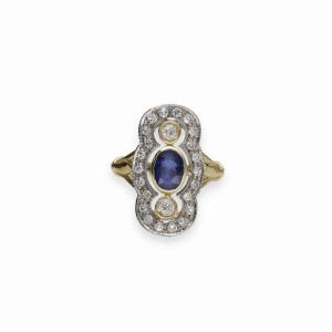 Marquise Sapphire And Diamond Ring