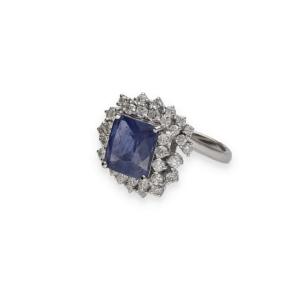 4.8 Carat Sapphire And Diamond Ring