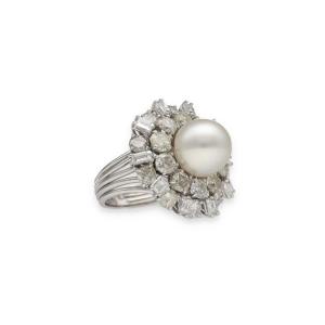 Diamond And Pearl Cocktail Ring