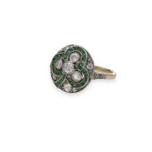 Art Deco Diamond And Emerald Ring