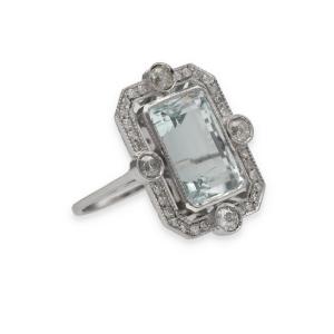 Romantic Aquamarine And Diamond Ring