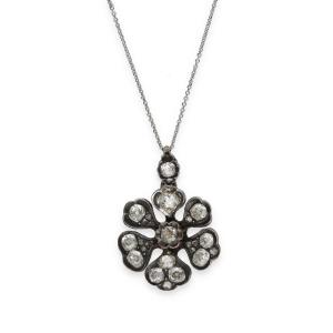 19th Century Flower Pendant Necklace