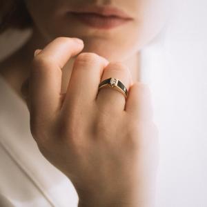  Korloff Black Enamel Diamond Ring