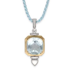  Aquamarine And Diamond Pendant