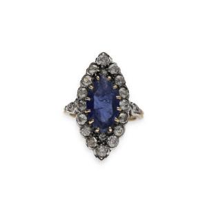 Marquise Ring With Sapphire And Diamonds