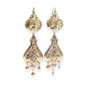  Neapolitan Pearl And Turquoise Earrings