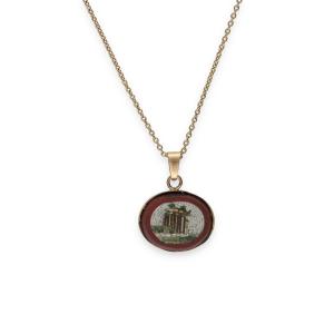 Micro Mosaic Pendant Necklace