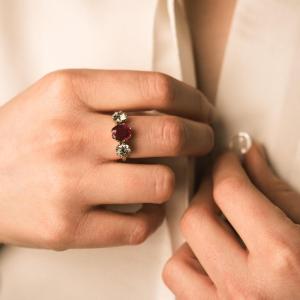 Diamond And Ruby Trilogy Ring