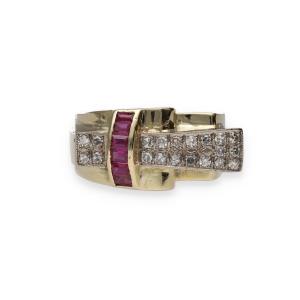 Ruby And Diamond Tank Ring