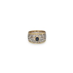 Diamond Sapphire Band Ring.