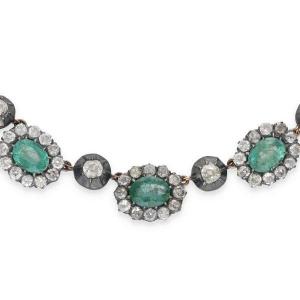 19th Century Gold And Silver Set With Emeralds And Diamonds