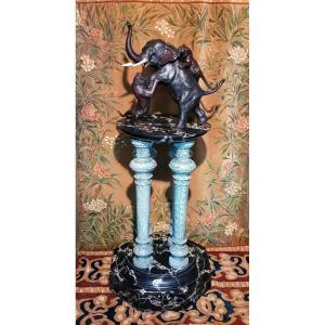 Imposing Wooden Stand In Faux Marble Painted Wood - Late 18th Century - Early 19th Century