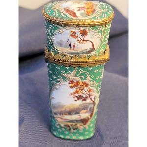 "manicure Case" Enamel On Painted Copper - Eighteenth Century