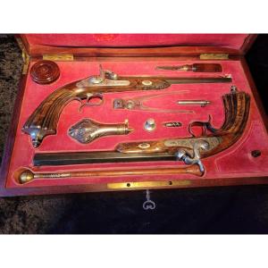 Large Box Of Duel Pistols - 19th Century
