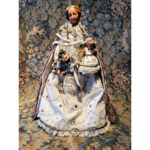 “madonna And Child” In Wax - 19th Century
