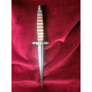 Large Hunting Dagger With A Handle Made Of Marble Rings - 19th Century