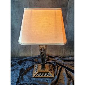 Wrought Iron Lamp Signed - Art Deco Period