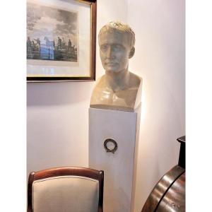 Hermes Bust Of Napoleon I - Plaster After Canova 19th Century Presented On A Column