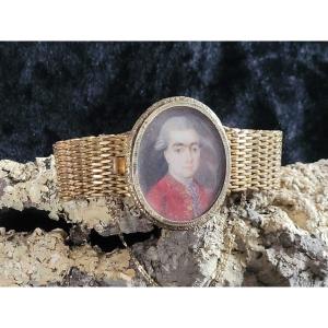  Bracelet avec Fermoir " Portrait d'un Noble &agrave; la Perruque grise " XVIIIe - Epoque Louis XVI