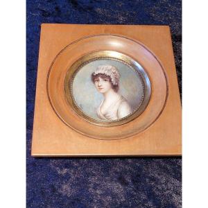  Large Painted Miniature "portrait" Signed Beng - Early 19th Century