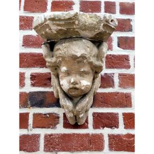Plaster "angelot" Wall Console - 19th Century