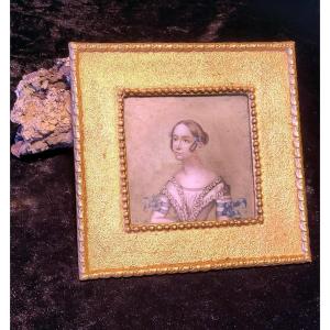 Large Miniature "portrait Of A Woman" Empire Period