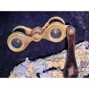 Pair Of Tortoiseshell And Gold Theater Binoculars - 19th Century