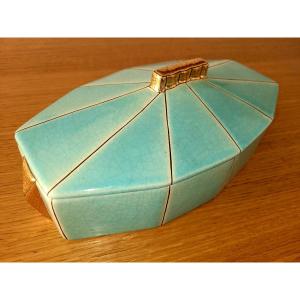 Large Longwy Earthenware Candy Box - Art Deco Period. 