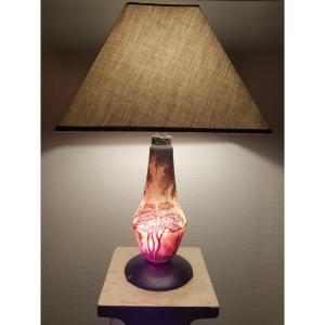Large Glass Paste Lamp Signed Daum Nancy - Early 20th Century