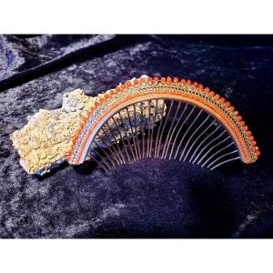 Large Tiara Diadem With Coral Beads - Empire Period