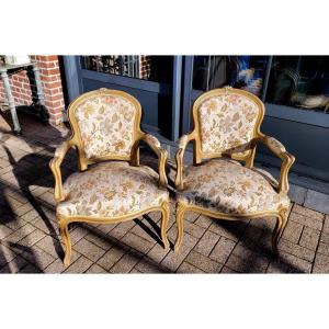 Pair Of Louis XV Cabriolet Chairs - 19th Century