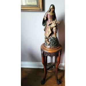"pieta In Polychrome Carved Wood. 16th Century"