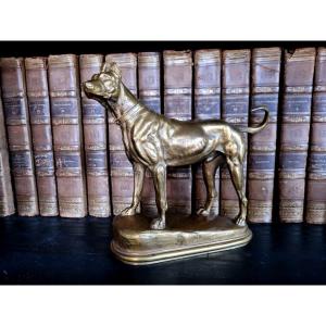 Antoine Louis Barye "the Dog " Bronze With Gilt Patina, Signed On The Base - 19th Century