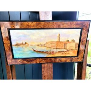 "doge's Palace In Venice" Oil Painting Signed Serrurie - 1950s