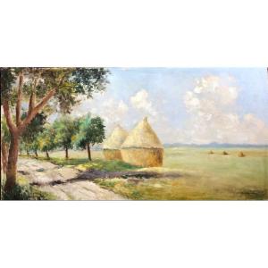 Ambrogini, Landscape With Haystacks.