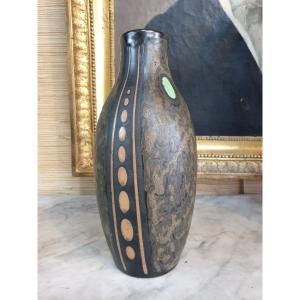 Sandstone Vase, Kéramis, Signed Charles Catteau Africanizing Model