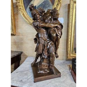 Bronze Representative Aeneas Carrying His Father Anchises Leaving Troy Lepautre And Girardon Barbedienne