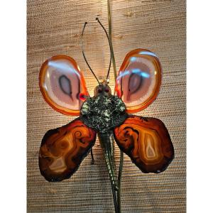 Butterfly Applique With Agate Wings In The Taste Of Duval Brasseur Isabelle Faure