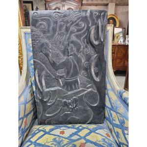 Sculpted Slate Plaque Signed André Bluteau 