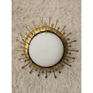Brutalist Ceiling Light With Radiating Nail Decoration 