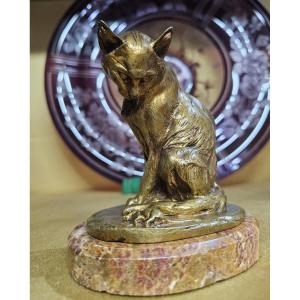 Bronze "cat With Mouse" Signed Ch Paillet 