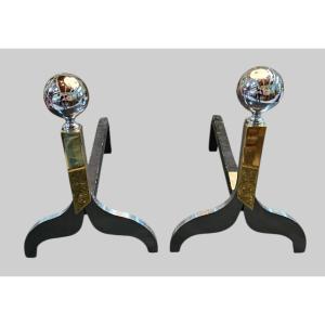 Pair Of Andirons From The Reignoux Company