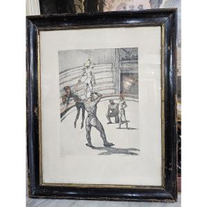 Framed Lithograph "the Circus" After Henri De Toulouse-lautrec